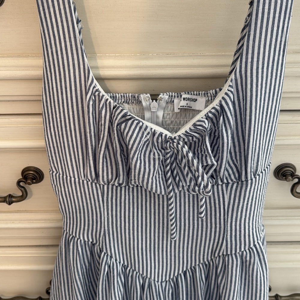 Women’s Small Blue & White Striped Midi Dress - Picture 2 of 7